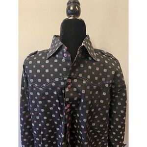 H20 Casual Button Down Shirt Contrast Cuffs Blue Purple - XXL
